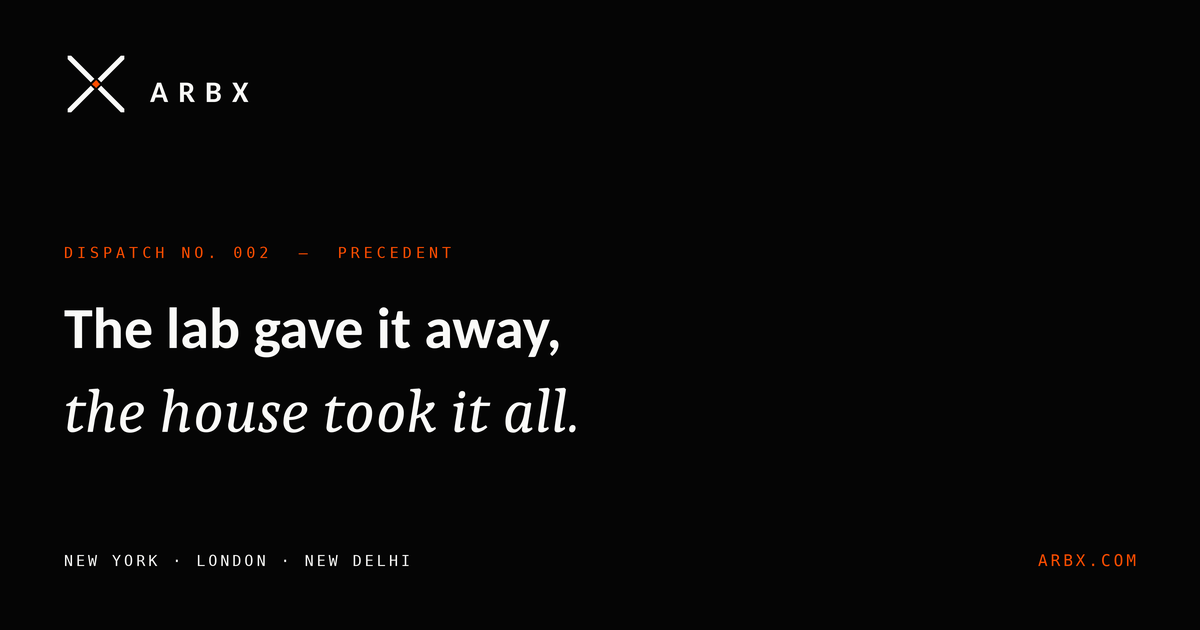 Dispatch No. 002 — The lab that gave it away, the house that took it all.