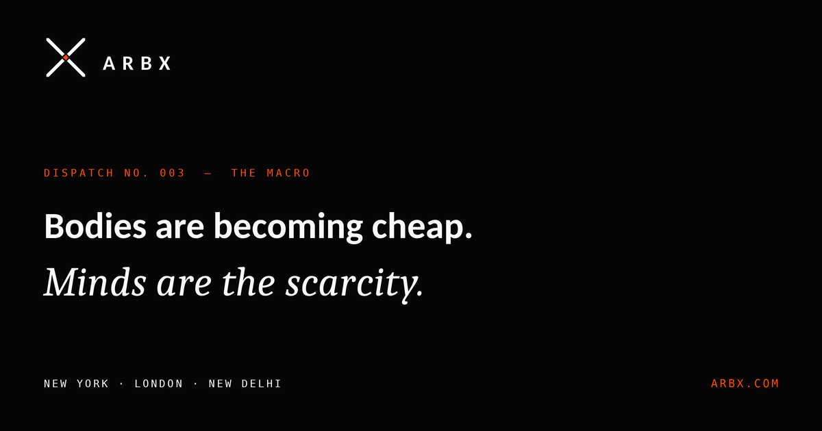 Dispatch No. 003 — Bodies are becoming cheap. Minds are the scarcity.